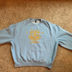 BDG Blue and Gold Crewneck Sweater with Graphic Design